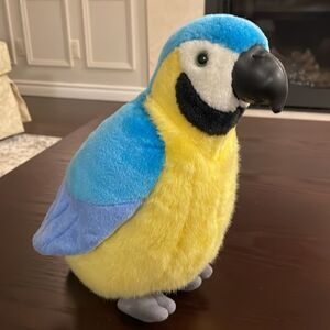 Blue and Yellow Macaw Parrot Bird Plush Toy Stuffed Animal Excellent Condition